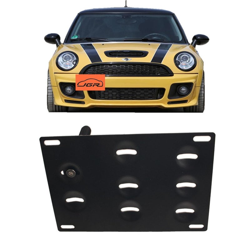 JGR No Drill Tow Eye Front Bumper Tow Hook License Plate Mount Bracket Holder Adapter Relocation Kit for MINI Cooper R50 R52 R53 R55 R56 R57 R58 R59 2002-2014 - Image 1